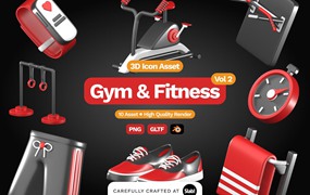 3D健身房和健身图标v2 3D Gym and Fitness Icon Vol 2