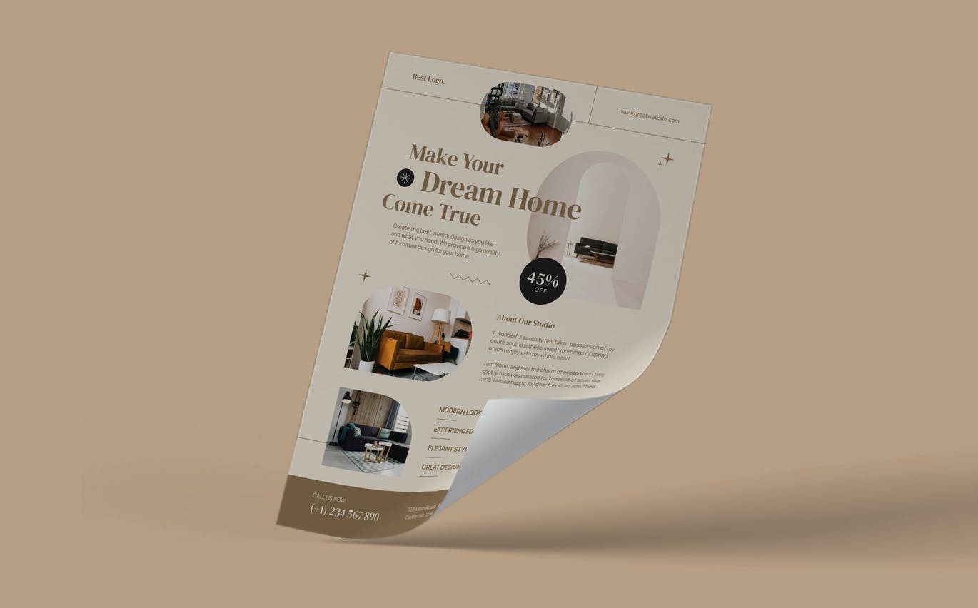 复古主题家具传单模板 Furniture Flyer Template – Vintage Theme 设计素材 第3张