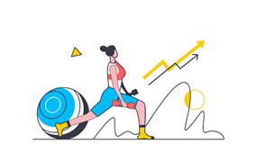 健身概念扁平线条插画 Fitness Flat Line Concept