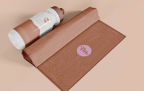 塑料瓶毛巾设计展示样机 Towels with Plastic Bottle Mockup