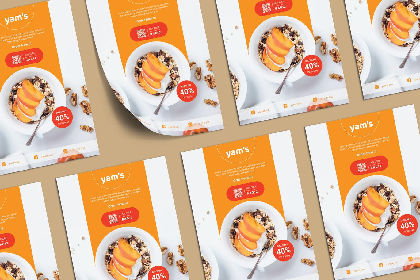 极简主义健康食品宣传单设计 Healthy Food – Flyer Template Design 设计素材 第4张