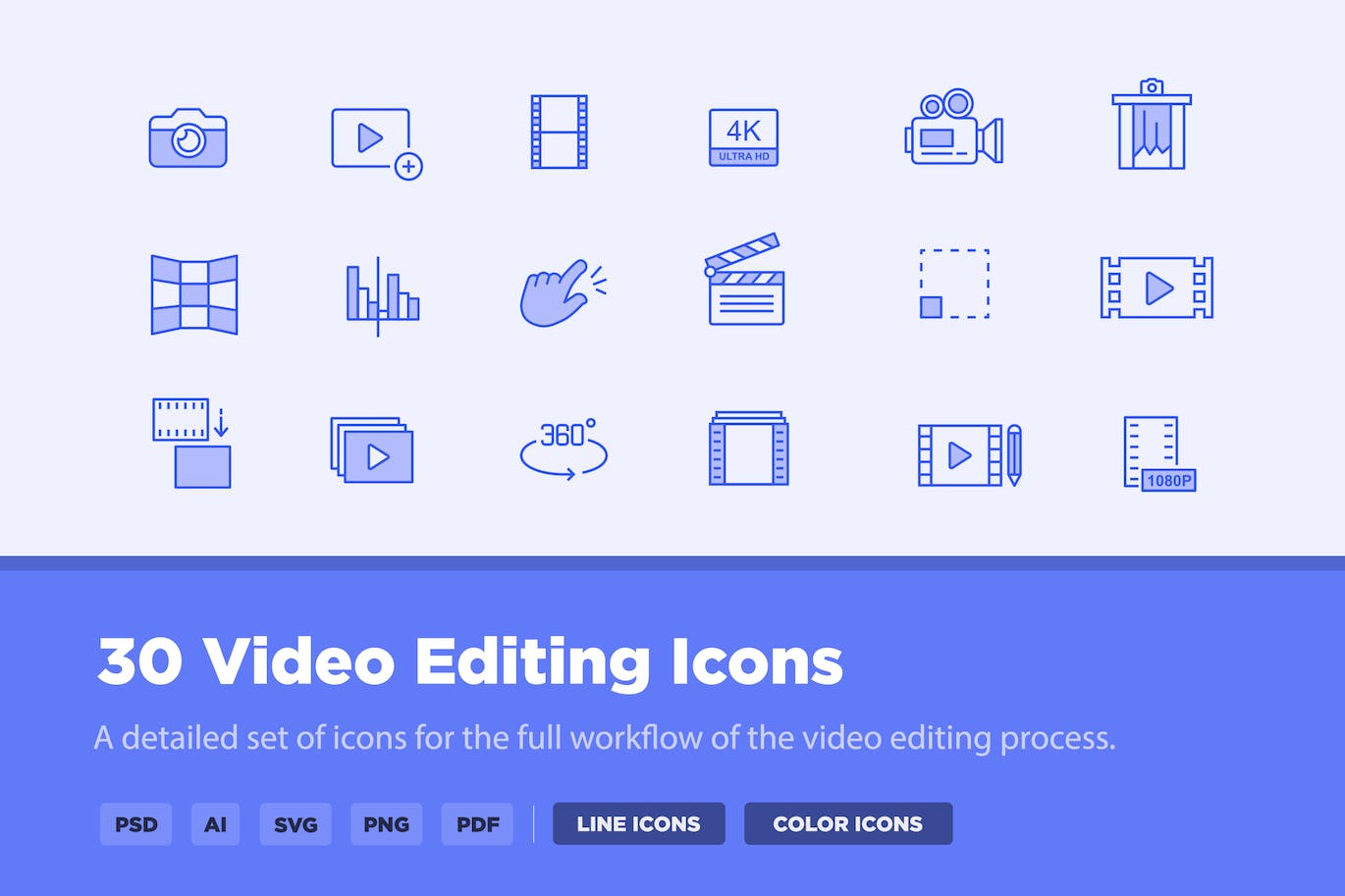 30个视频编辑矢量图标30 Video Editing Icons 图标素材 第1张