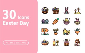 30个高质量的复活节图标 30 Easter Day Icons