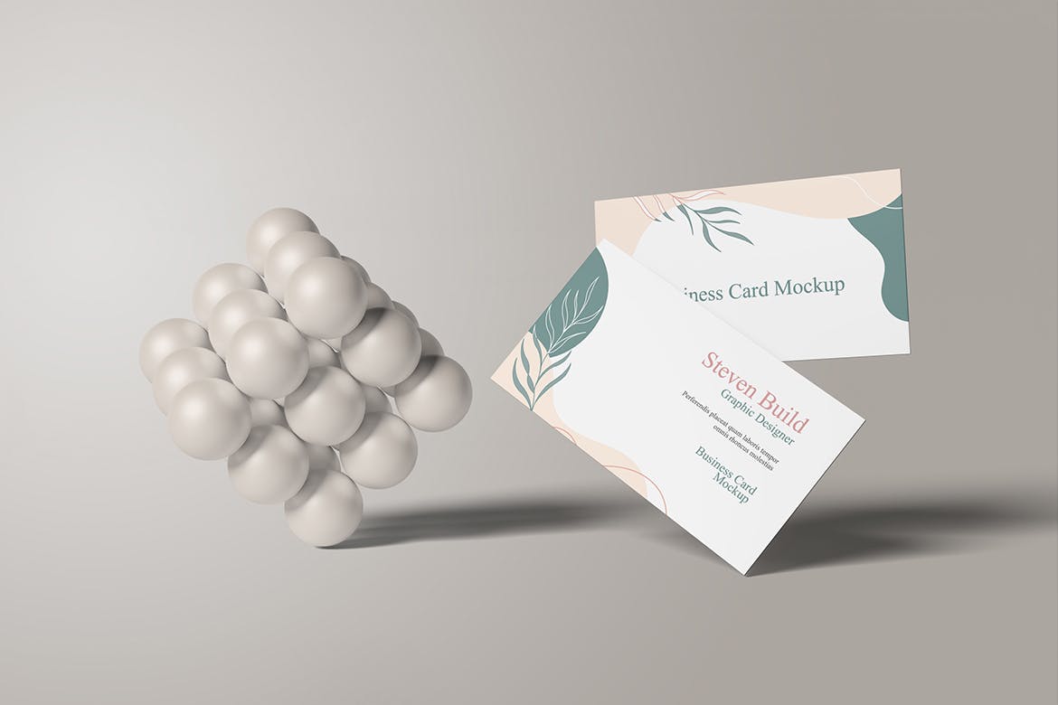 浮动简约的名片展示样机 Floating Clean Business Card Mockup 样机素材 第3张