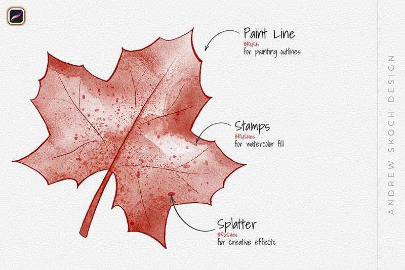 22个水彩艺术Procreate笔刷 笔刷资源 第12张