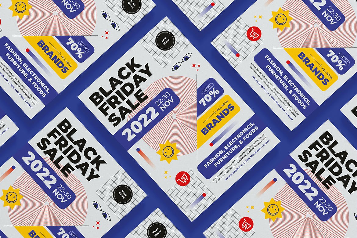 黑五周末促销海报素材 Black Friday Flyer 设计素材 第2张