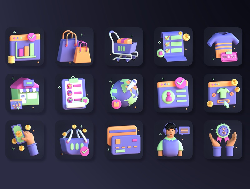 高质量三维渲染3D电商主题图标插画合辑 30 3D eCommerce Icon Set 图标素材 第8张