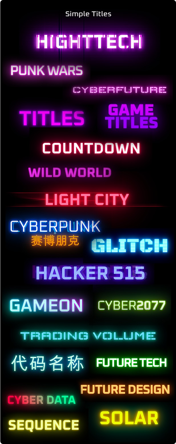 AE+PR插件：赛博朋克电影未来派发光标题高科技介绍工具包 cyberpunk-titles-lowerthirds-and-backgrounds 插件预设 第4张