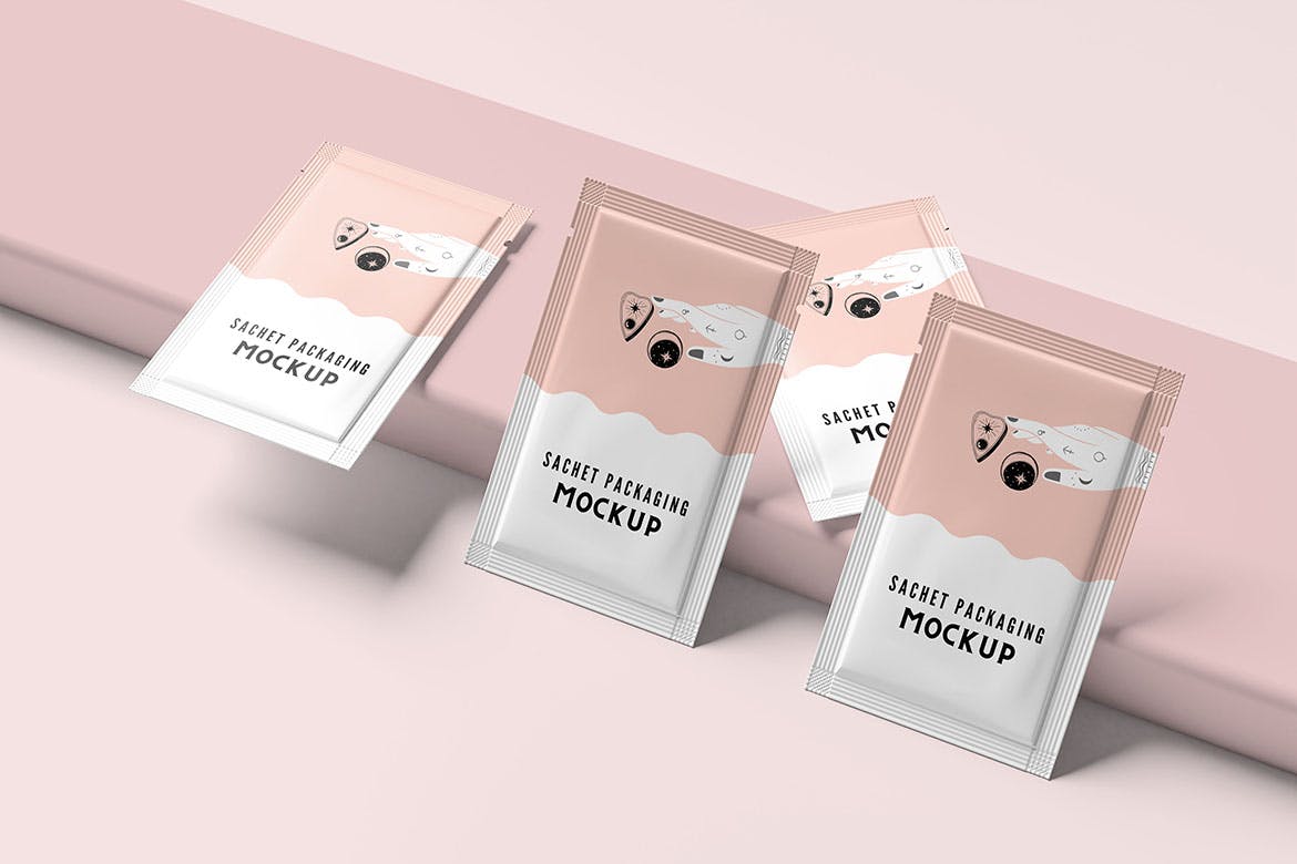 小袋白糖袋包装设计样机 Sachet Packaging Mockup 样机素材 第4张