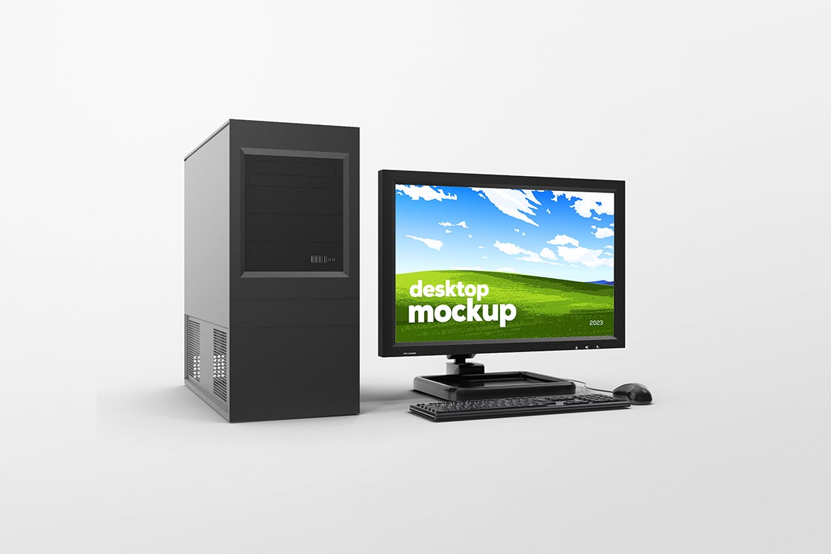 经典台式电脑样机模板 Desktop Computer Set Mockup 样机素材 第2张