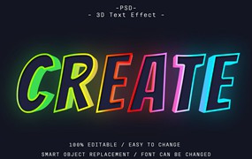 3D彩色发光文字效果 3D Colorful Glowing Text Effect Photoshop