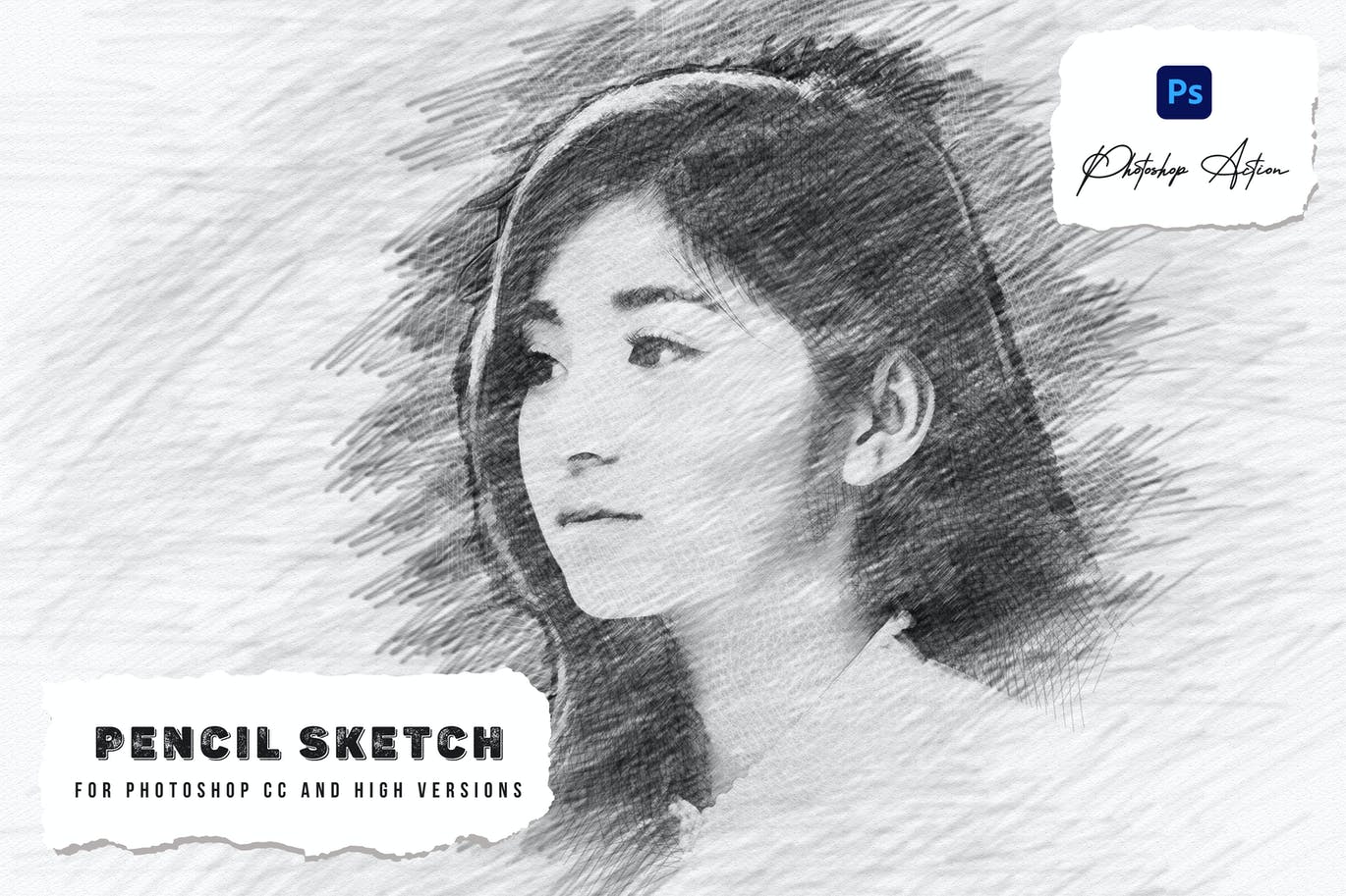 手绘铅笔素描照片处理PS动作 Hand Drawing Pencil Sketch Photoshop Action 插件预设 第1张