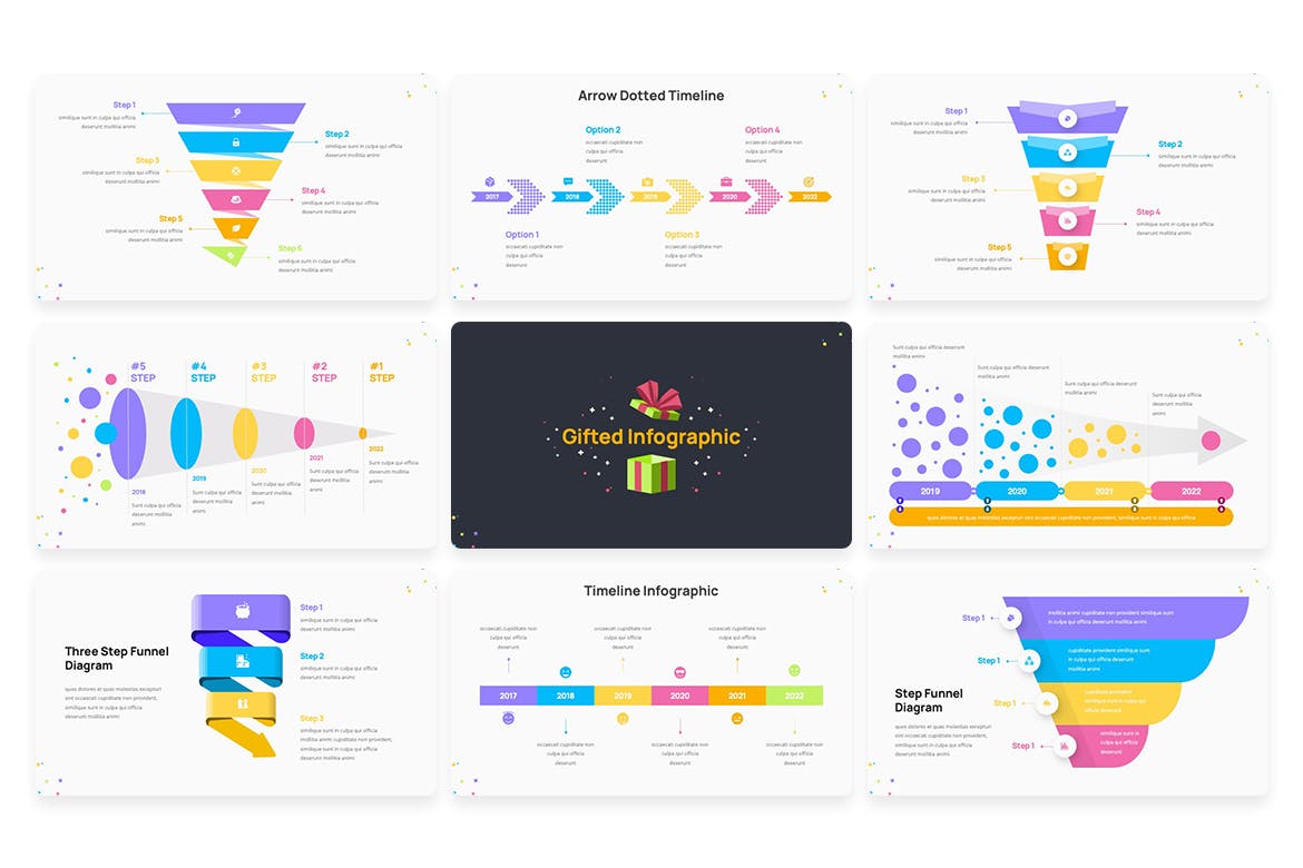 数据展示信息图表元素PPT幻灯片模板下载 Gifted Infographic Powerpoint Template 幻灯图表 第3张