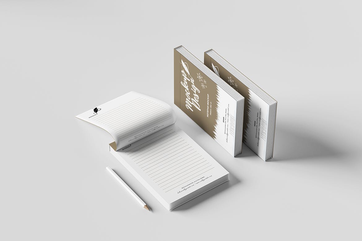 A6尺寸记事本开页效果图样机 Notepad A6 Open Mockup 样机素材 第3张