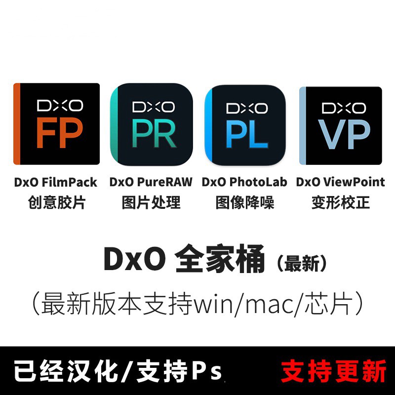 PS插件：2023最新DxO全家桶PS插件降噪调色胶片DxO PhotoLab/ViewPoint/PureRAW/FilmPack附独家安装教程 插件预设 第1张