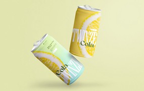 漂浮的牛奶罐/饮料罐包装设计样机 Floating Milk Cans Mockup