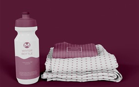 塑料瓶&毛巾品牌设计样机 Towels with Plastic Bottle Mockup