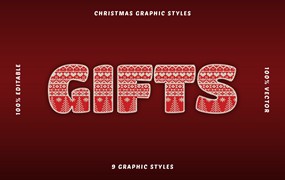 圣诞主题矢量文本效果 Christmas Text Effects Illustrator