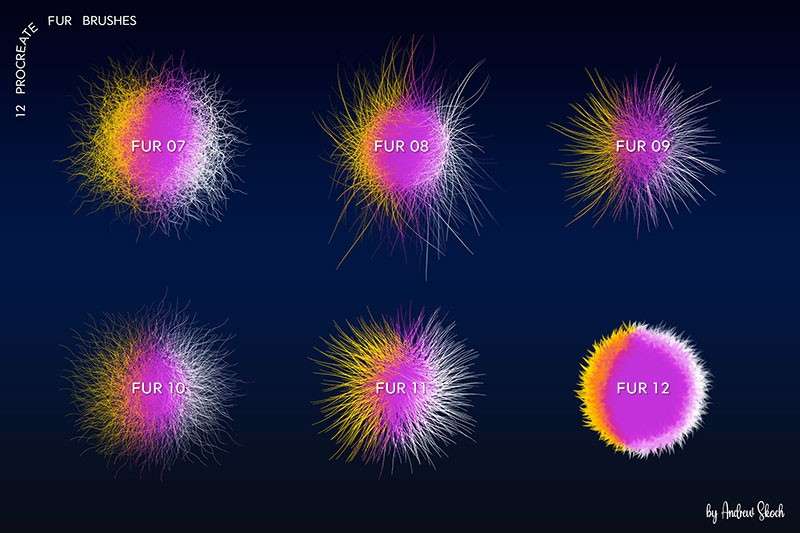 12个动物绒毛Procreate笔刷 笔刷资源 第3张