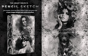 铅笔素描灰色照片效果PS动作 Pencil Sketch PSD Photoshop Actions