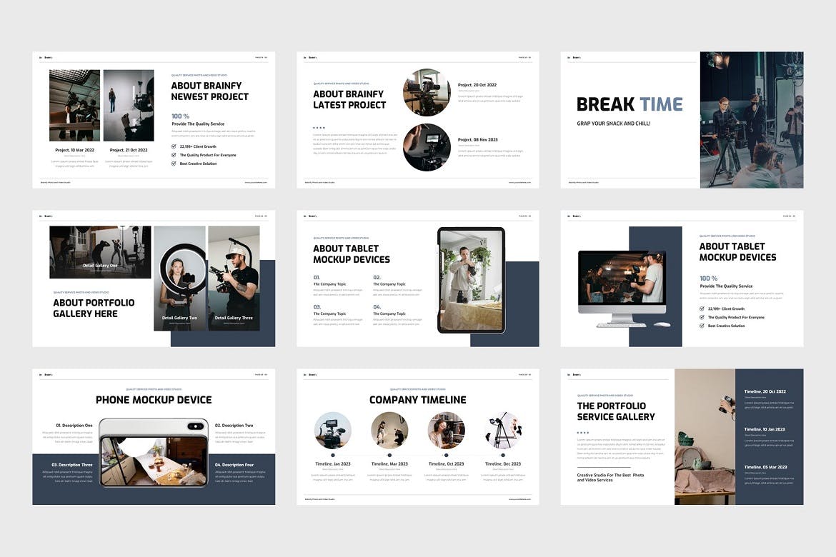 照片视频工作室Keynote幻灯片模板下载 Brainfy – Photo Video Studio Keynote Template 幻灯图表 第4张
