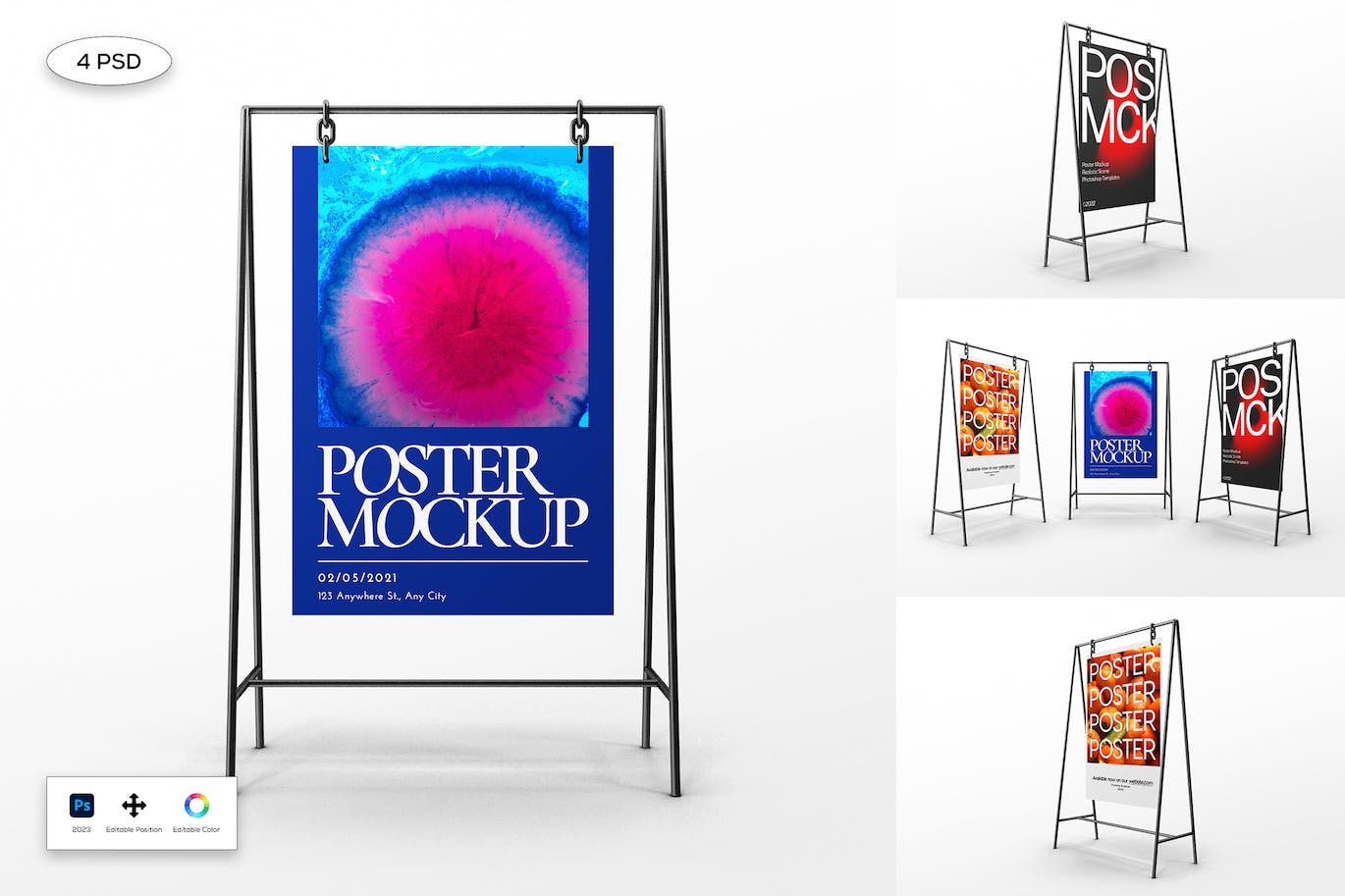 A字架活动海报展示样机 Display Poster Stand Mockup 样机素材 第1张