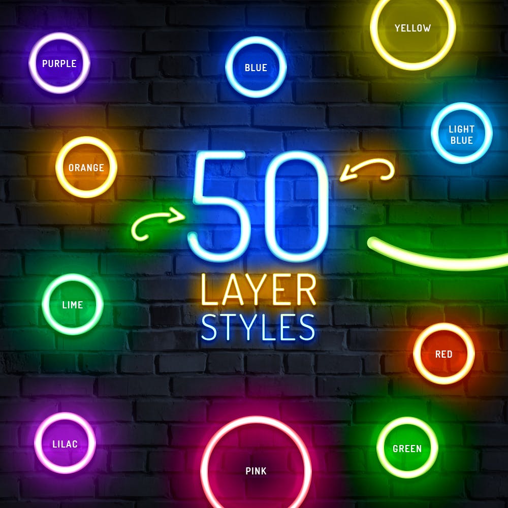 发光霓虹灯Photoshop图层样式 Neon Photoshop Layer Styles 图片素材 第3张