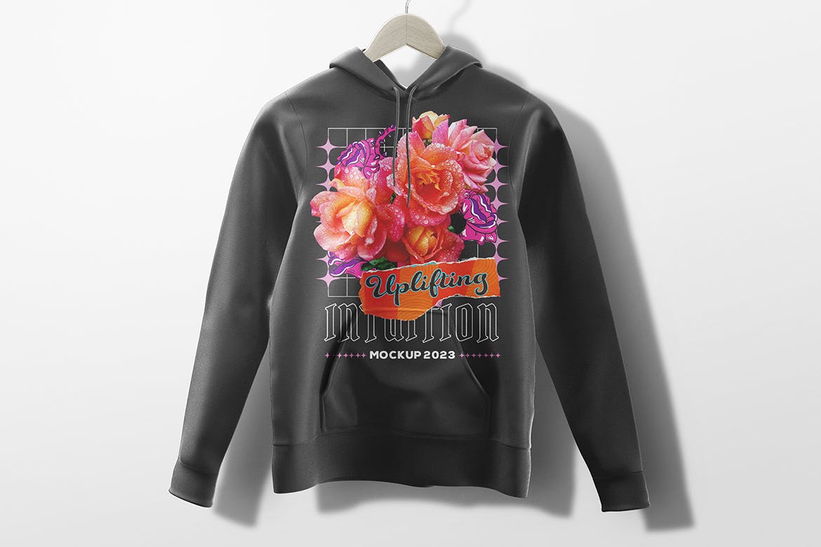 晾挂女款连帽衫设计样机 Female Fitted Hanging Hoodie Mockup 样机素材 第3张