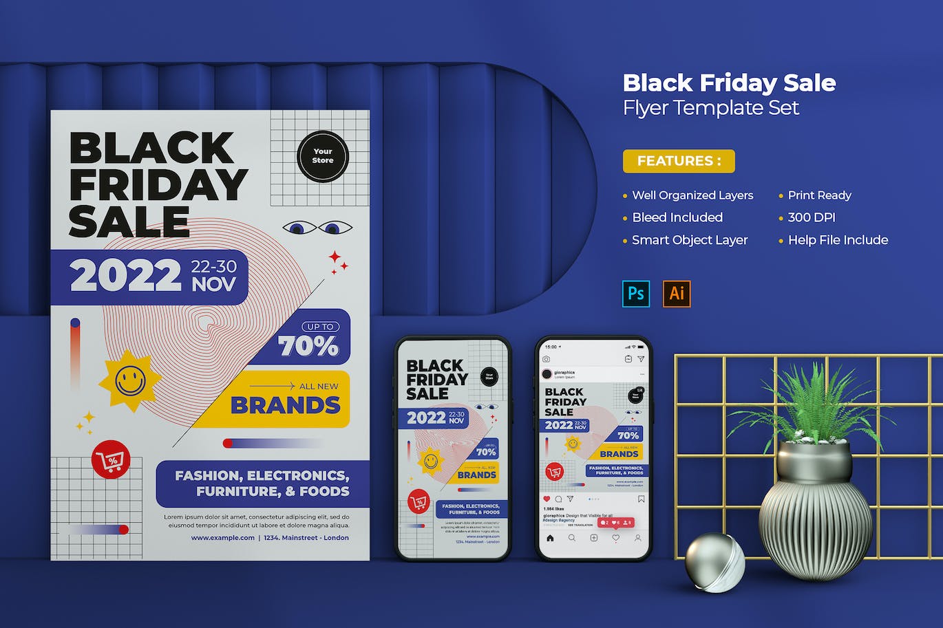 黑五周末促销海报素材 Black Friday Flyer 设计素材 第1张