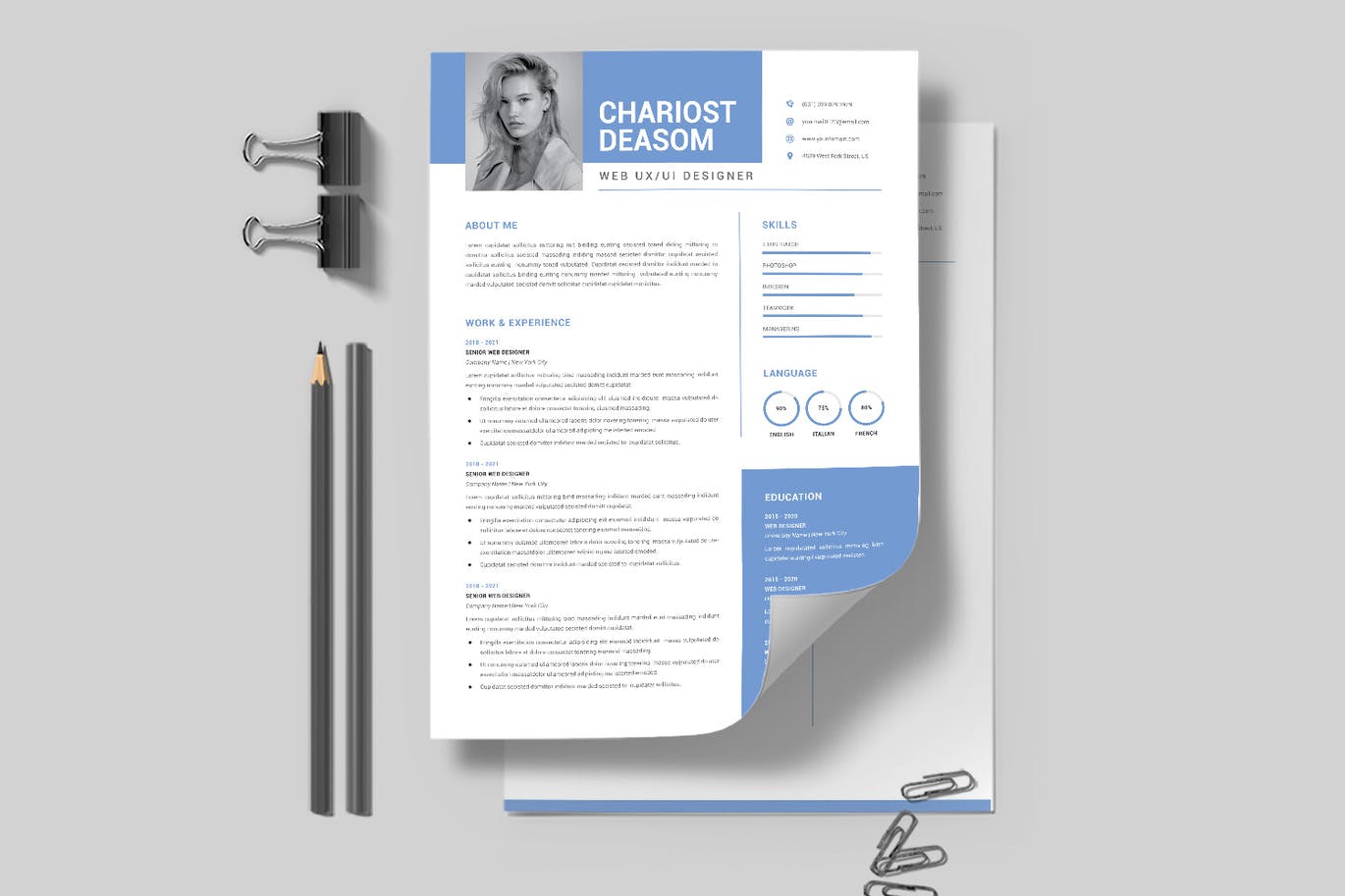 海报CV简历设计模板 Flyer – CV Resume Template 设计素材 第3张