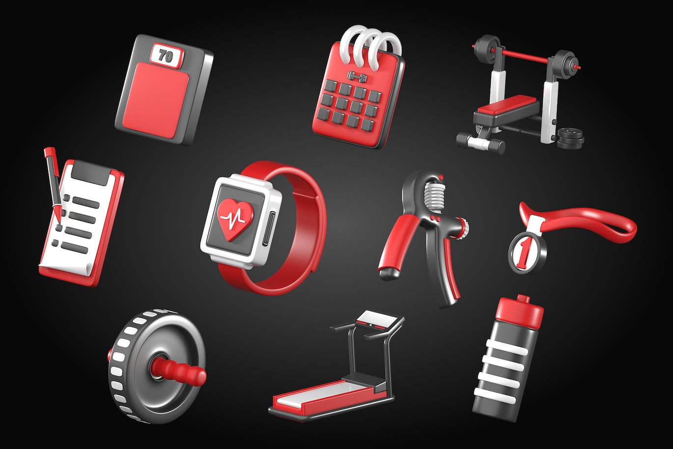 3D健身房和健身图标v1 3D Gym and Fitness Icon Vol 1 图标素材 第2张