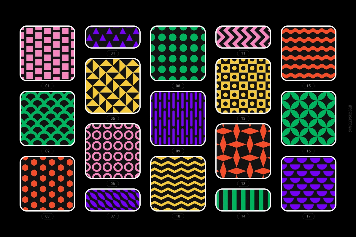 潮流现代优雅极简时尚几何无缝拼接图案素材合辑 Bold geometric seamless patterns 图标素材 第4张