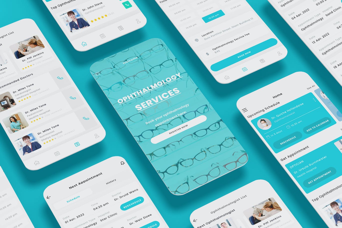 眼科医生和眼科医疗诊所应用程序UI套件 Oculist & Ophthalmology Medical Clinic App Ui kit APP UI 第1张