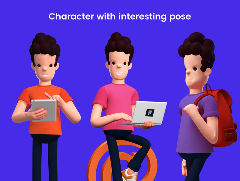 10个有趣可爱独特姿势3D角色套件 3D character with 10 poses 图标素材 第4张