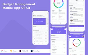 预算管理应用程序App设计UI工具包 Budget Management Mobile App UI Kit