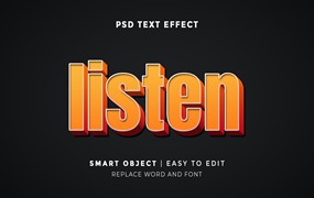 3D可编辑ps文本效果 3D Listen Editable Text Effect