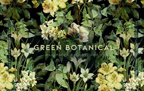 绿色植物无缝图案背景 Green Botanical