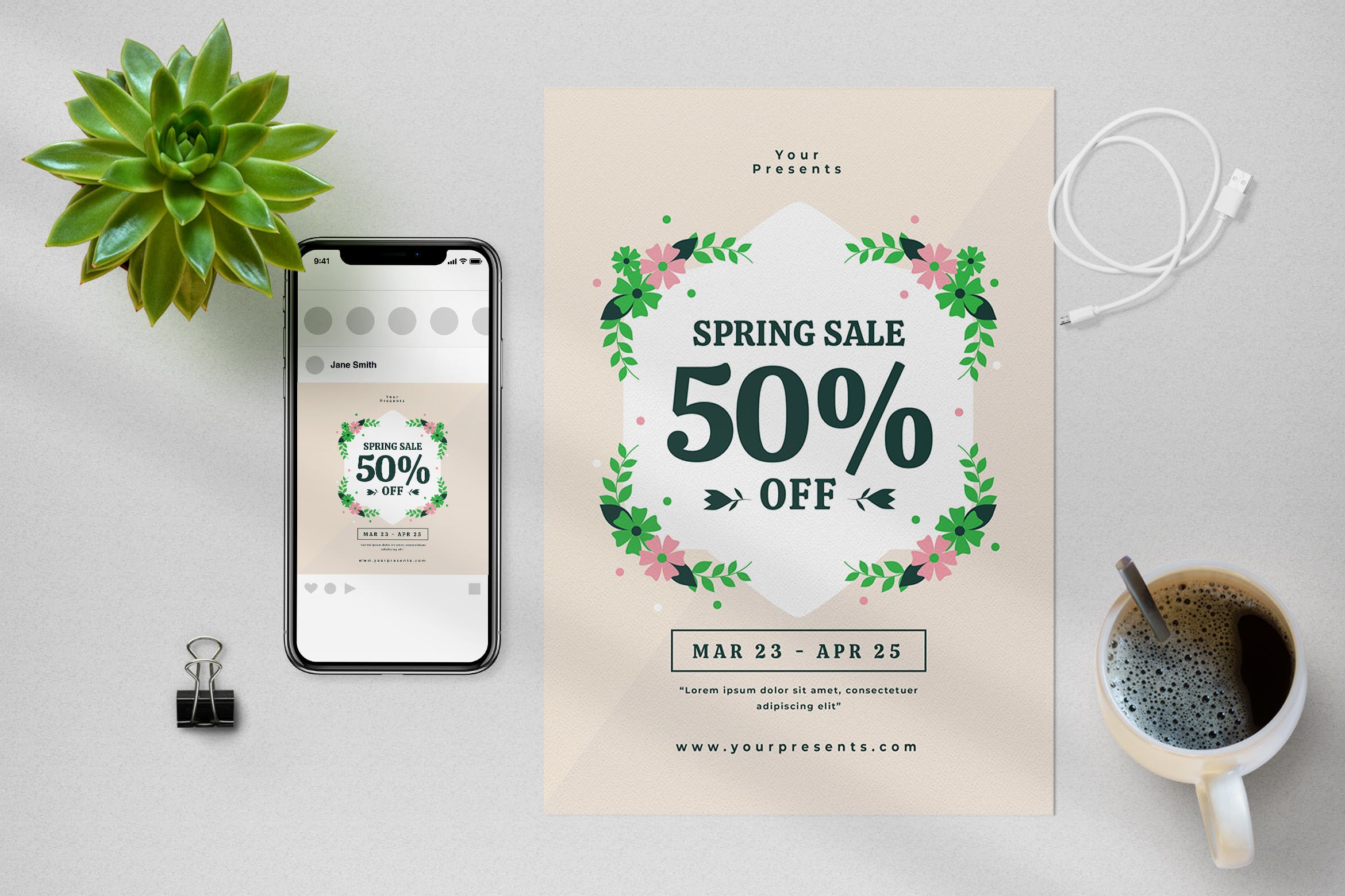 春季假期促销海报素材 Spring Sale Flyer 设计素材 第1张