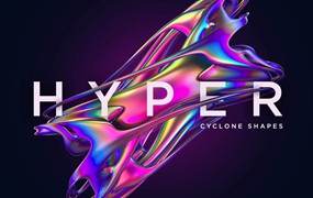 24+高级全息霓虹抽象旋风扭曲形状图案 Hyper Abstract Cyclone Shapes