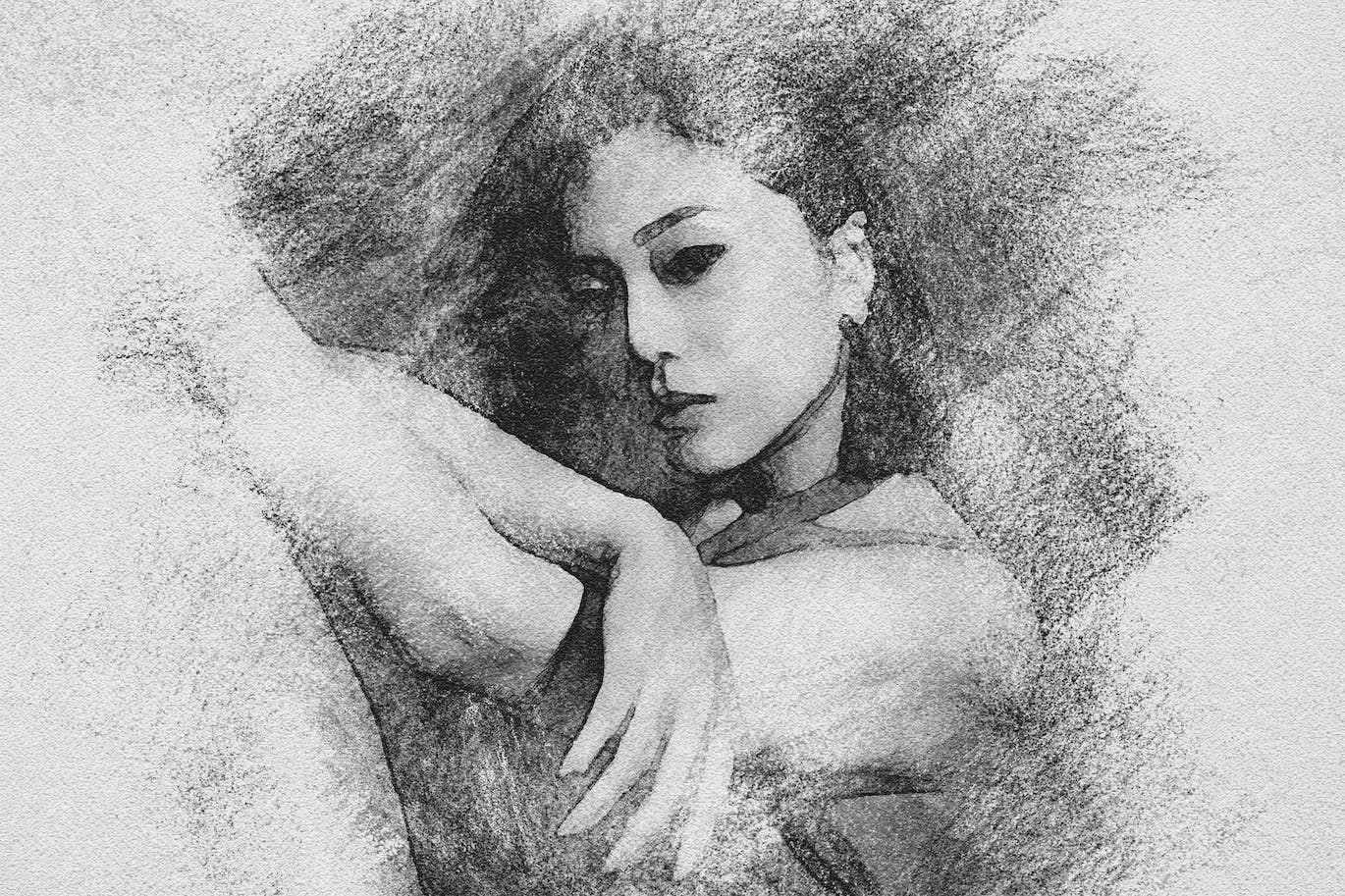 抹黑的木炭铅笔画照片效果 Smudged Charcoal Photo Effect 插件预设 第2张