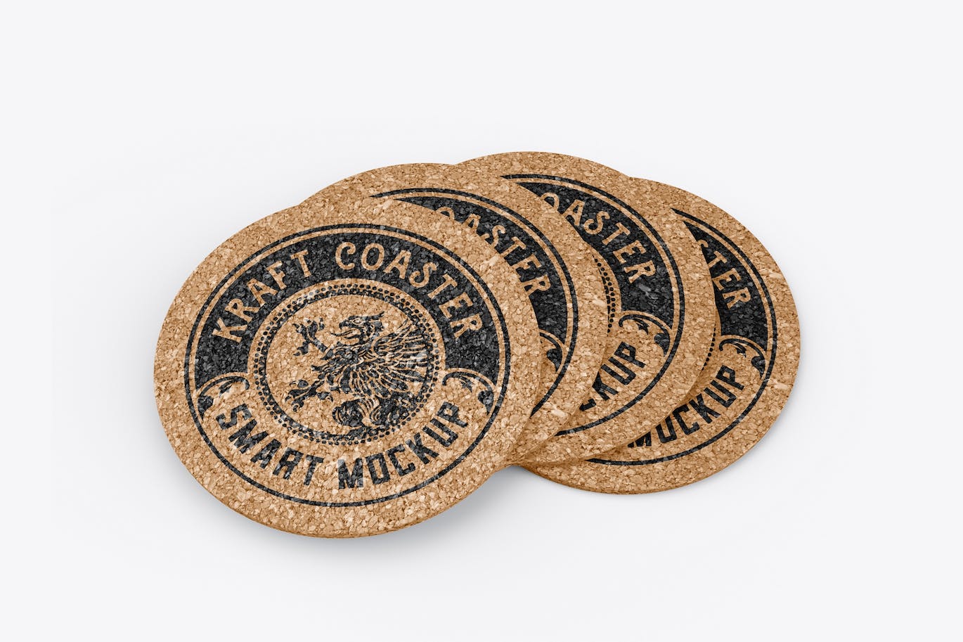 圆形压木杯垫品牌设计样机 Round Cork Coaster Mockup 样机素材 第1张