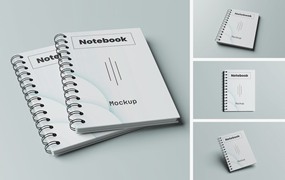 螺旋线圈本笔记本封面设计样机 Note Book Mockup