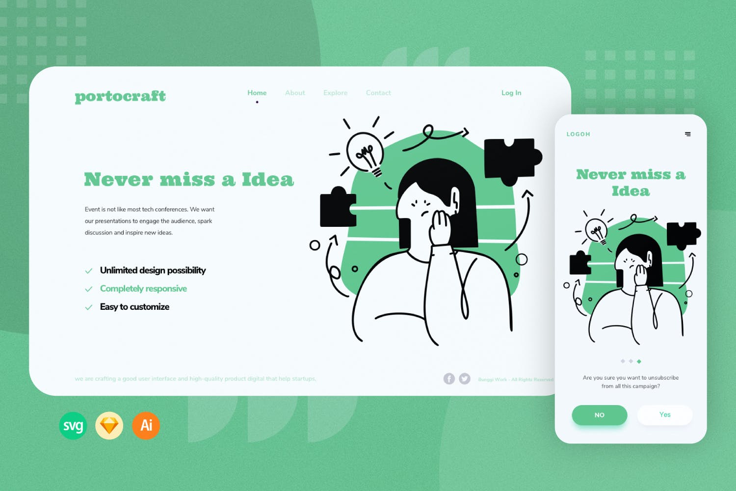 想法主意概念引导页插画模板 Idea Web Onboarding Illustration APP UI 第1张