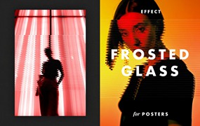 线条磨砂玻璃效果海报模板 Frosted Glass Effect for Posters