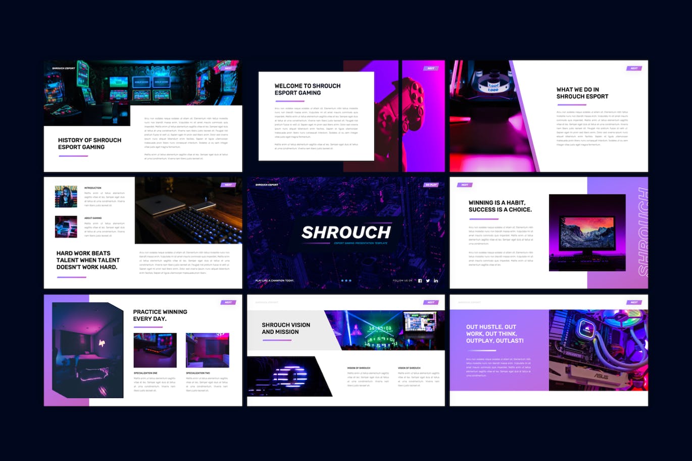 电子竞技游戏幻灯片演示PPT模板 Shrouch – Esport Gaming PowerPoint Template 幻灯图表 第3张