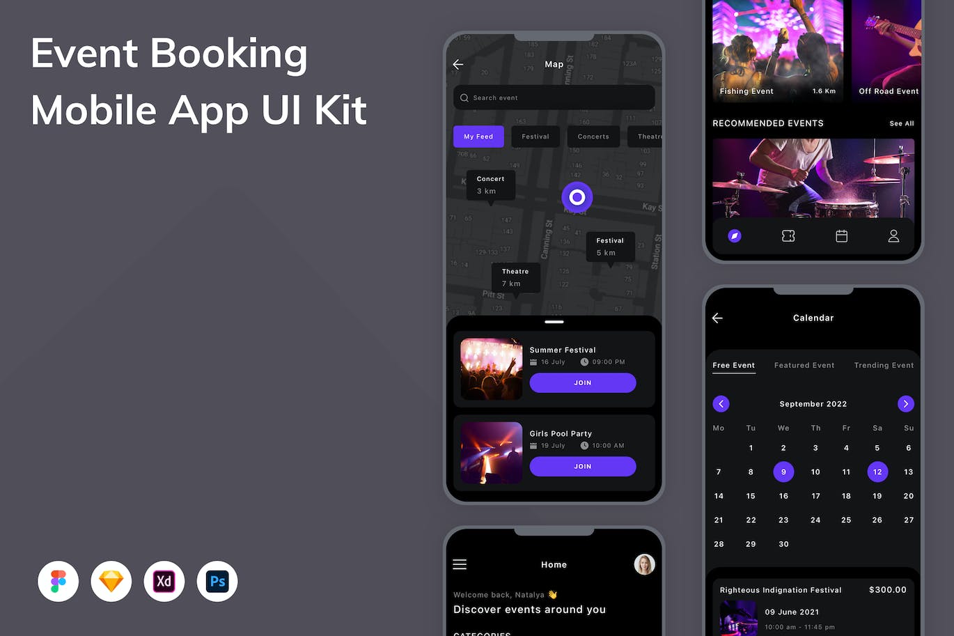 活动预订App应用程序UI工具包素材 Event Booking Mobile App UI Kit APP UI 第1张