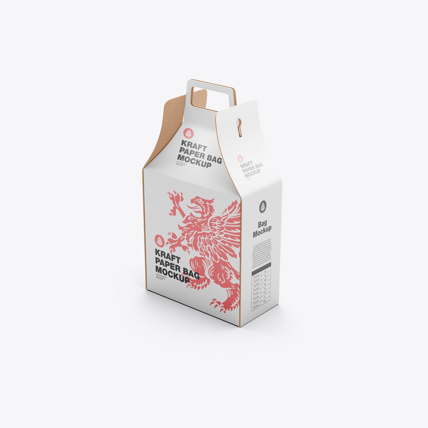 带把手的牛皮纸盒包装设计样机 Kraft Box Mockup with Handle 样机素材 第3张