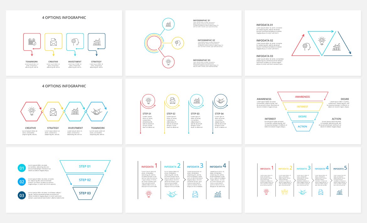 动画线条Keynote幻灯片模板素材 Lines Animated Keynote Infographics 幻灯图表 第2张