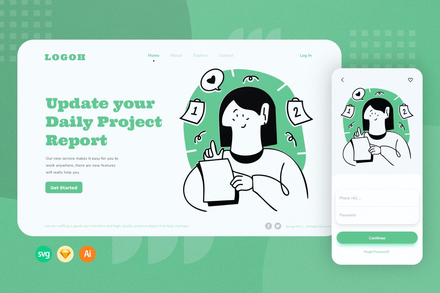 日常项目概念引导页插画模板 Daily Project Web Onboarding Illustration APP UI 第1张