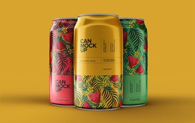 碳酸饮料汽水罐包装设计样机 Soda Can Mockup